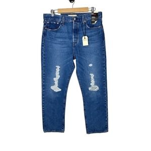 NWT‎ Levi’s Womens Wedgie Jeans 32 High Rise Button Fly Distressed Straight Leg